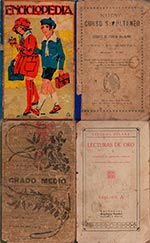 Colección de cuatro libros escolares utilizados en la Escuela del Captivador